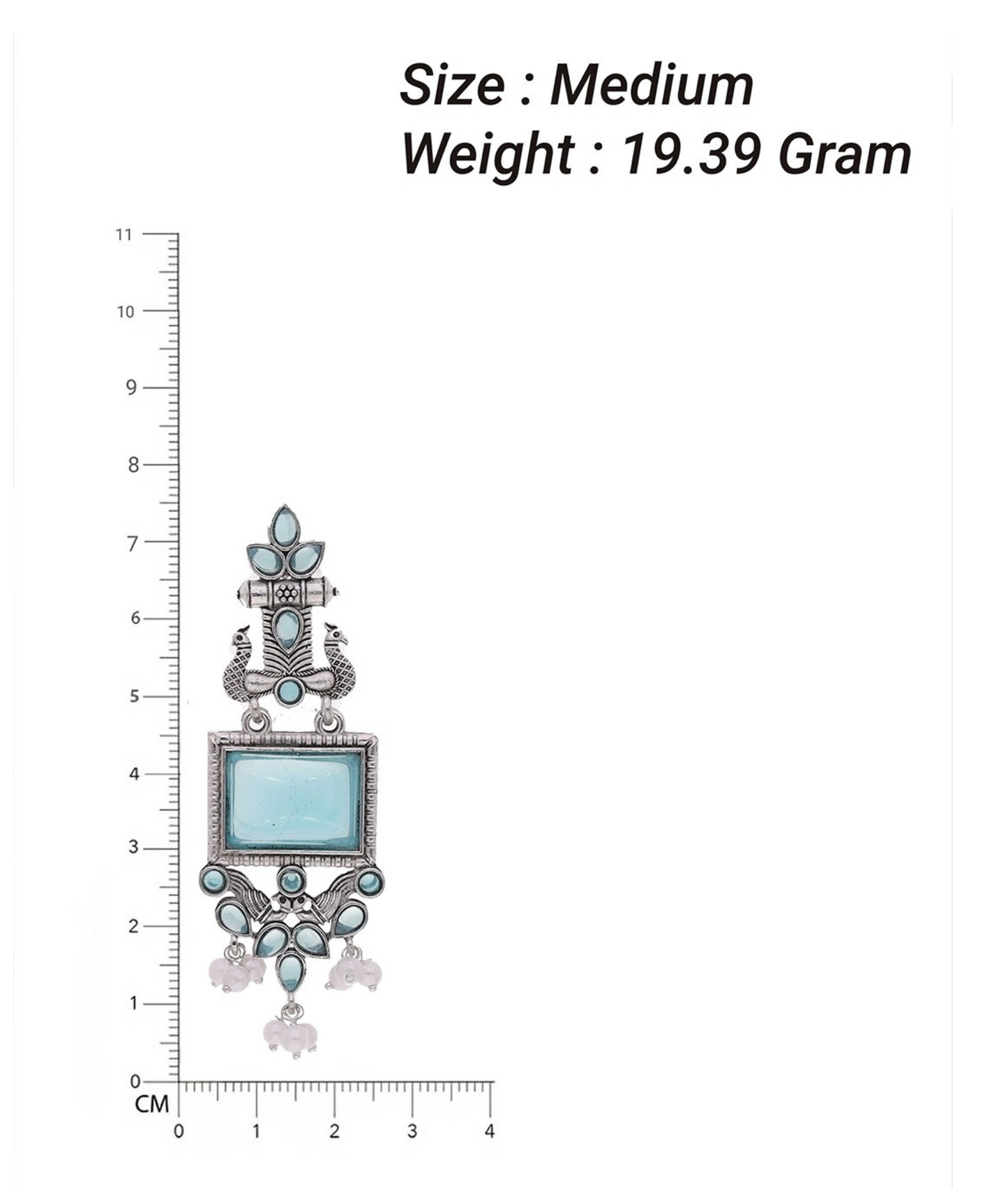 Oxidized Silver Long Earrings with Blue Stones & Pearl Beads – Ethnic Statement Jewelry