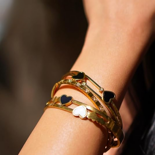 Dual Heart Charm Bracelet – Gold Plated