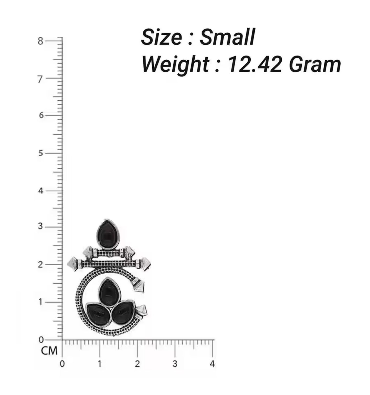 Oxidized Silver Earrings with Black Stone – Traditional Round Design