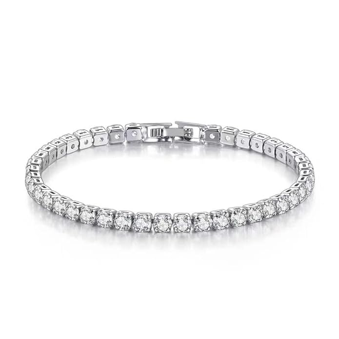 Women's Elegant Tennis Bracelet with Sparkling Stones | Classic Silver-Tone Finish