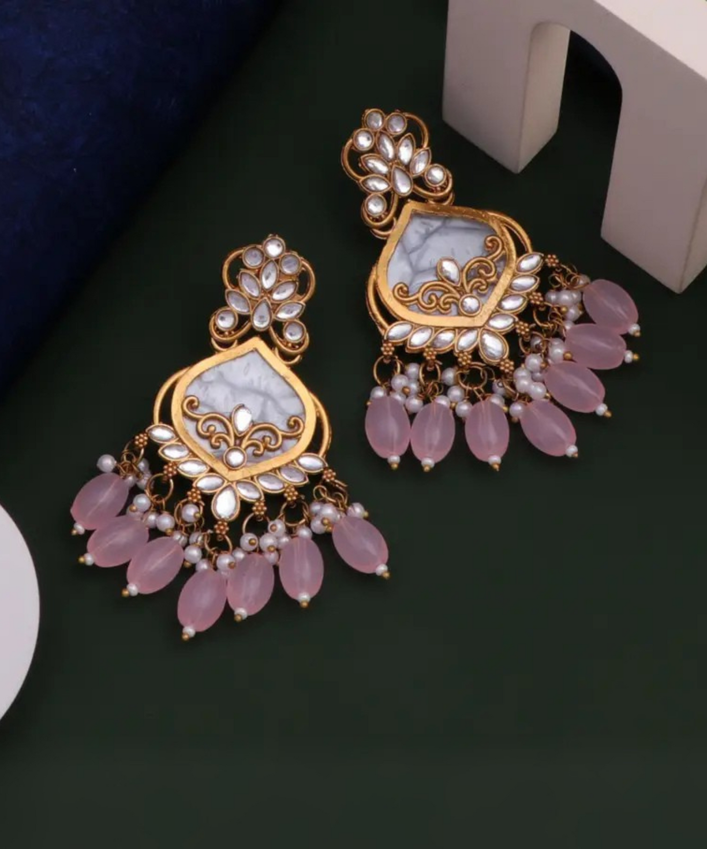 Luxury Yellow Lavender Beaded Drop Earrings for Traditional & Festive Wear