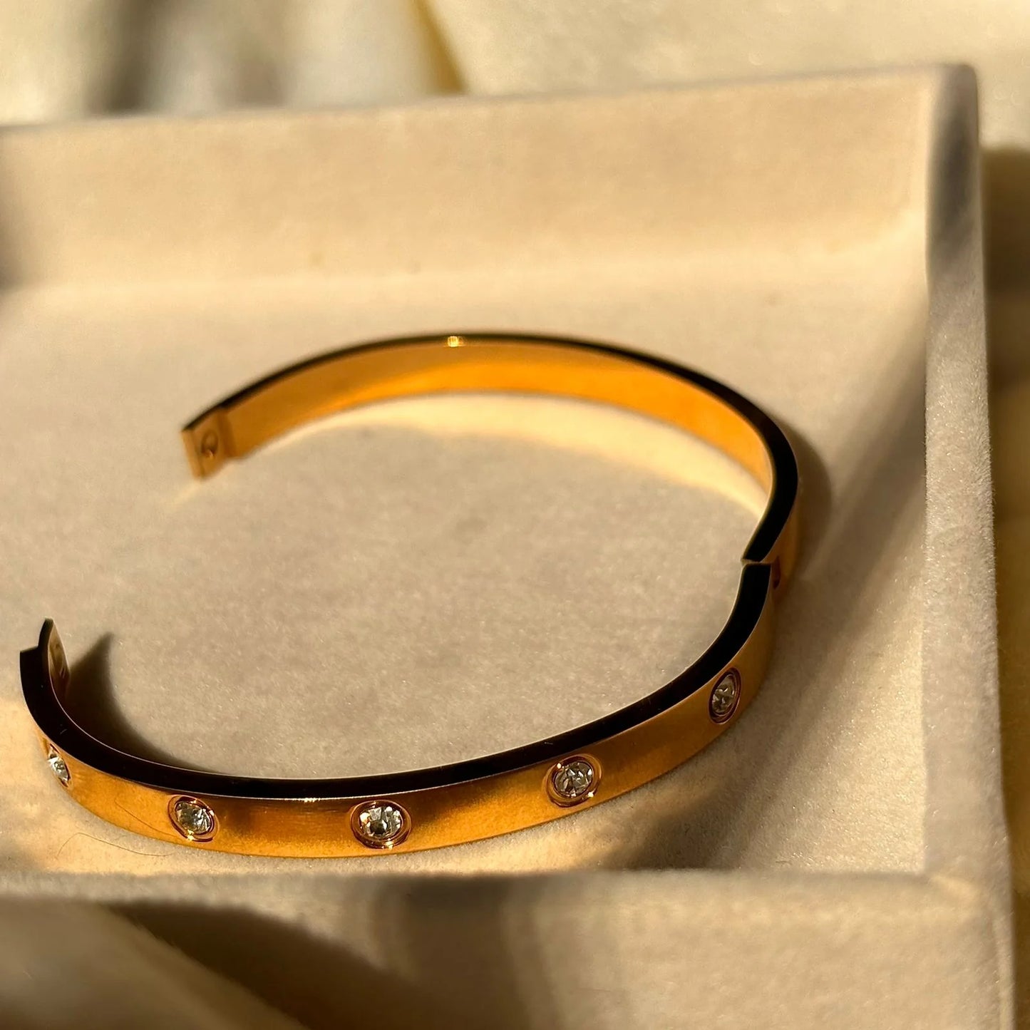 Gold Plated Round Zircon Bangle Bracelet