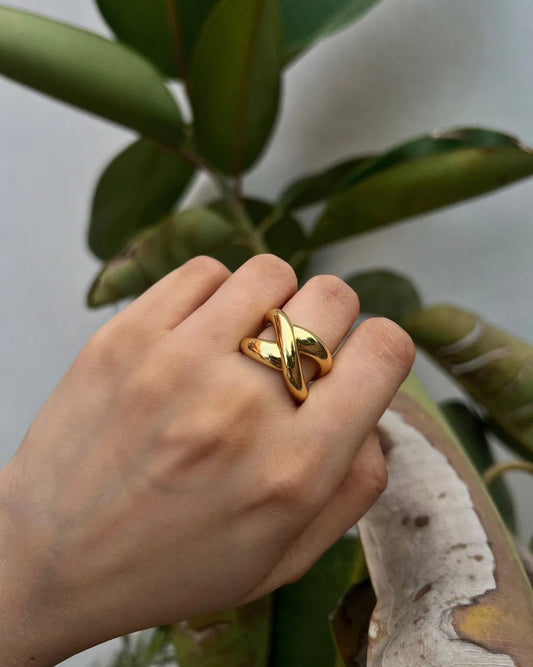 Bold Designer Adjustable Rings for Women – Set of Statement Gold-Tone Fashion Rings