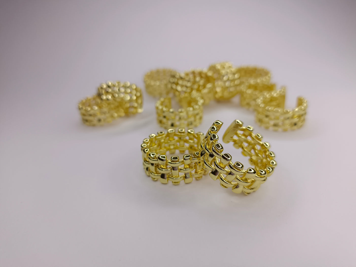 Designer Adjustable Ring – Bold Woven Look, Elegant Gold Finish