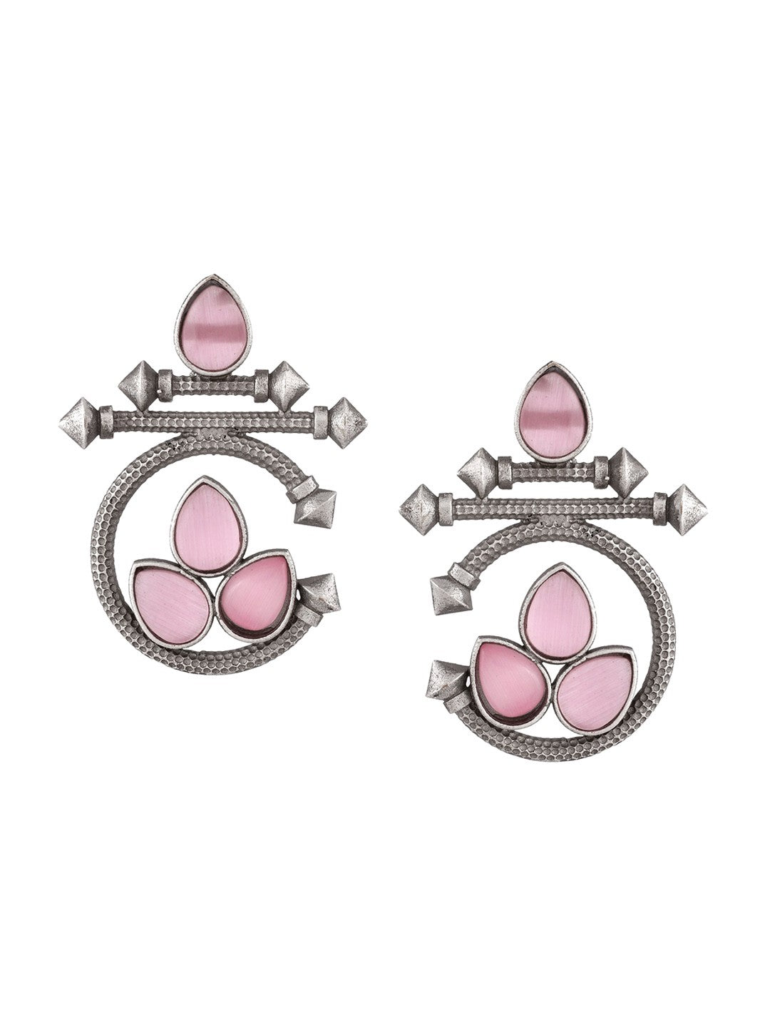 C-SHAPE STUD TYPE DANGLER-PINK LEAF