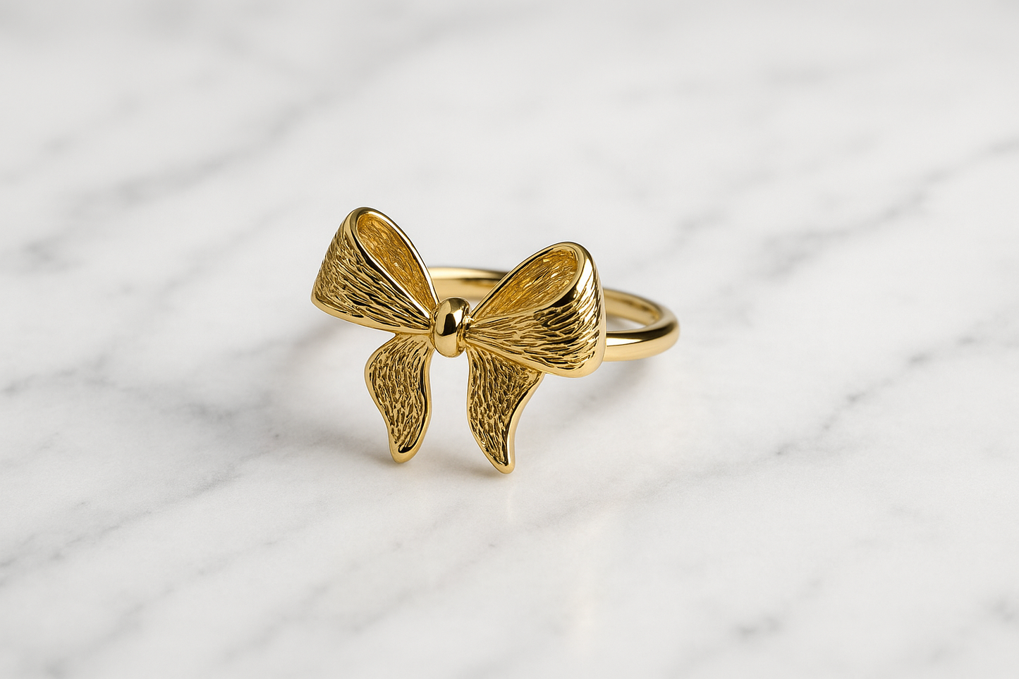 Gold-Plated Anti-Tarnish Bow Ring – Elegant Ribbon Design