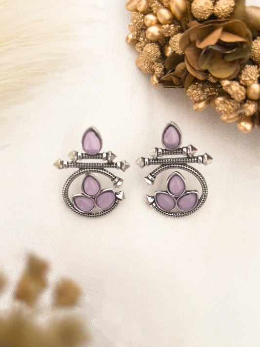 C-SHAPE STUD TYPE DANGLER-PINK LEAF