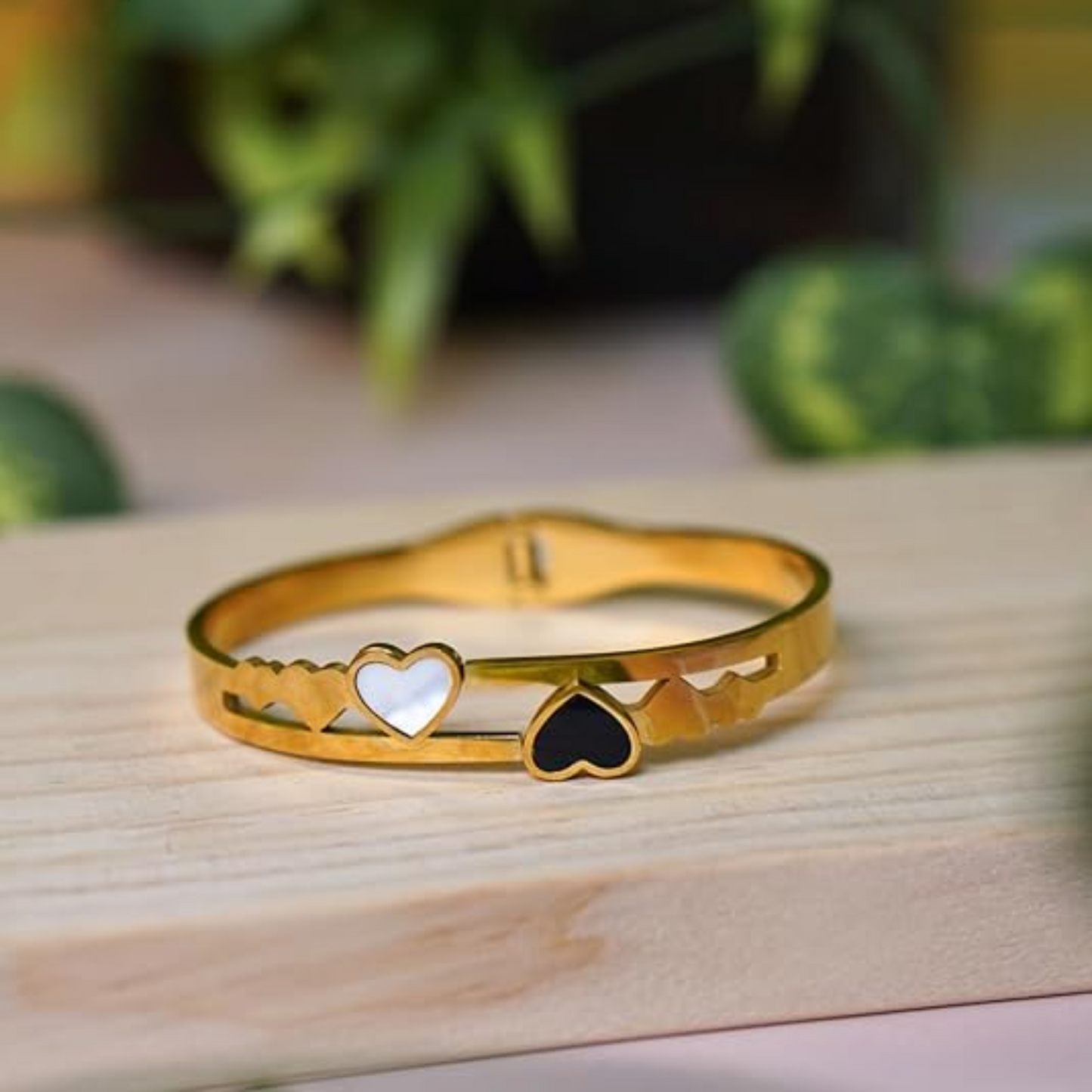 Dual Heart Charm Bracelet – Gold Plated