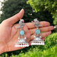 Oxidized Silver Peacock Jhumka Earrings with Blue Stone & Pearl Detailing