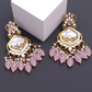 Luxury Yellow Lavender Beaded Drop Earrings for Traditional & Festive Wear