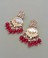 Luxury Red Kundan Beaded Drop Earrings for Traditional & Festive Wear