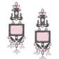 Oxidized Silver Long Earrings with Lavender Stones & Pearl Beads – Ethnic Statement Jewelry