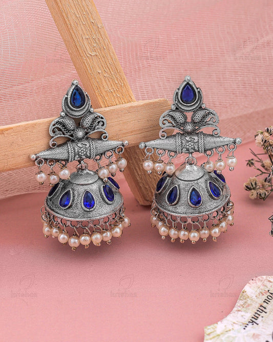 Juliet Jhumki Earrings - Blue