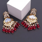 Luxury Red Kundan Beaded Drop Earrings for Traditional & Festive Wear