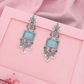 Oxidized Silver Long Earrings with Blue Stones & Pearl Beads – Ethnic Statement Jewelry