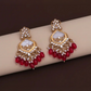 Luxury Red Kundan Beaded Drop Earrings for Traditional & Festive Wear