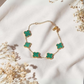 Gold Plated Black & Green Dual-Color Clover Charm Bracelet