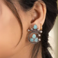 Oxidized Silver Earrings with Blue Stone – Traditional Round Design