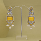 Oxidized Silver Long Earrings with Yellow Stones & Pearl Beads – Ethnic Statement Jewelry