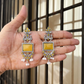 Oxidized Silver Long Earrings with Yellow Stones & Pearl Beads – Ethnic Statement Jewelry