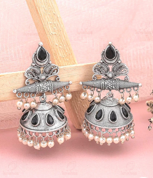 Juliet Jhumki Earrings - Black