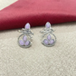 Oxidized Silver Earrings with Lavender Stone – Traditional Round Design