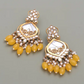 Luxury Yellow Kundan Beaded Drop Earrings for Traditional & Festive Wear