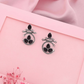 Oxidized Silver Earrings with Black Stone – Traditional Round Design