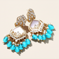 Luxury Blue Kundan Beaded Drop Earrings for Traditional & Festive Wear
