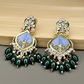 Luxury Green Kundan Beaded Drop Earrings for Traditional & Festive Wear