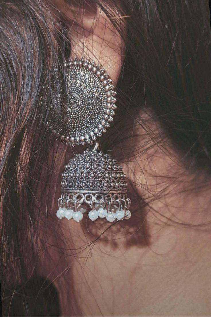 Traditional Antique Silver Plated Jhumki Earrings for Women & Girls