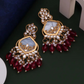 Luxury Red Kundan Beaded Drop Earrings for Traditional & Festive Wear