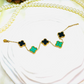 Gold Plated Black & Green Dual-Color Clover Charm Bracelet