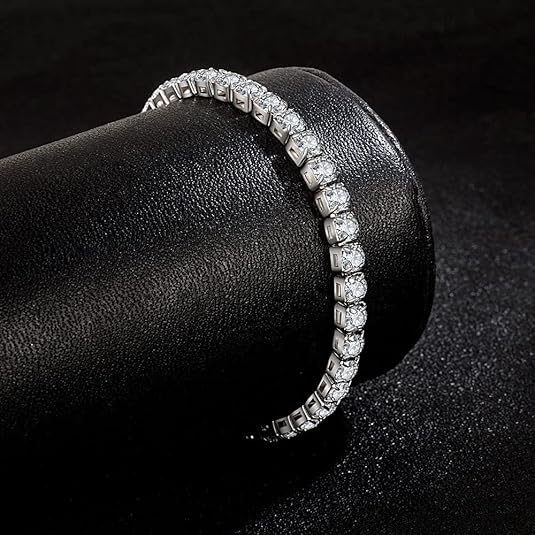 Women's Elegant Tennis Bracelet with Sparkling Stones | Classic Silver-Tone Finish