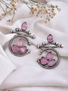 C-SHAPE STUD TYPE DANGLER-PINK LEAF