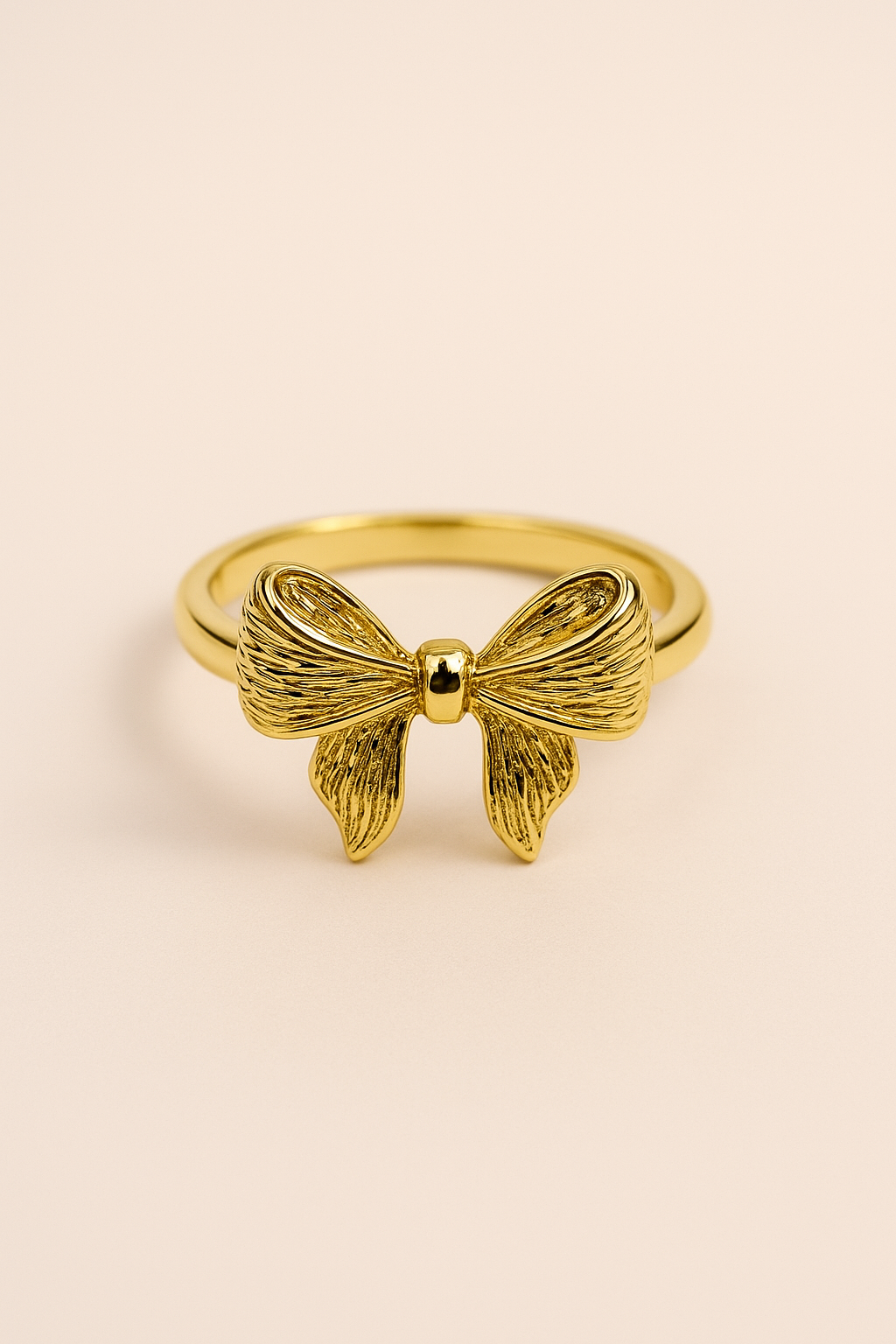 Gold-Plated Anti-Tarnish Bow Ring – Elegant Ribbon Design