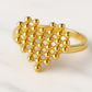 Heart-Shaped Bead Gold-Plated Adjustable Anti-Tarnish Ring
