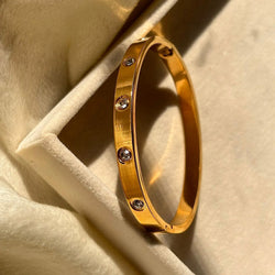 Gold Plated Round Zircon Bangle Bracelet