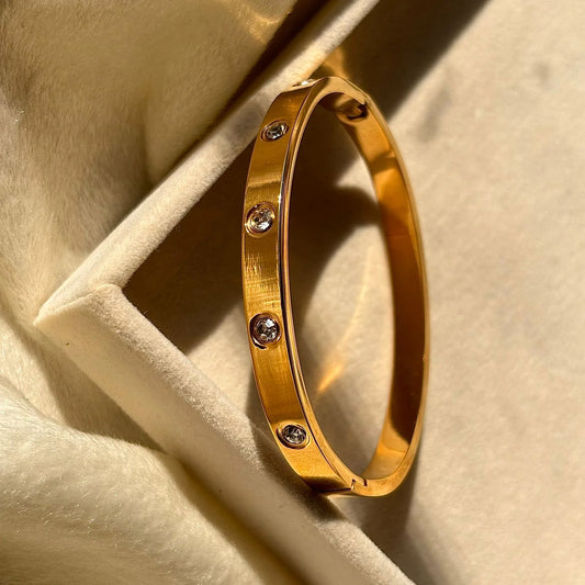 Gold Plated Round Zircon Bangle Bracelet