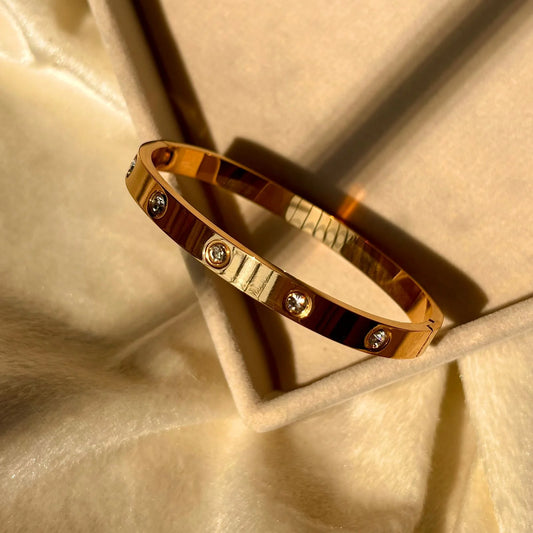 Gold Plated Round Zircon Bangle Bracelet
