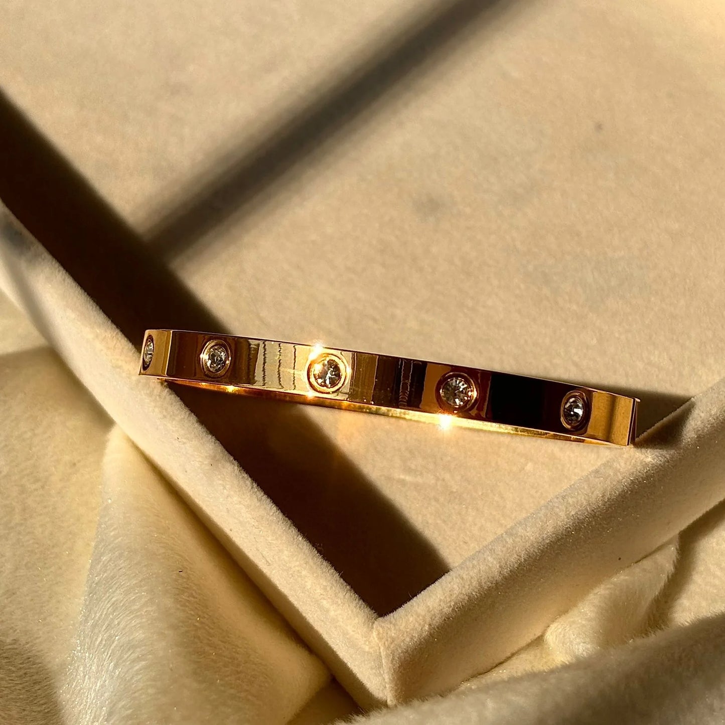 Gold Plated Round Zircon Bangle Bracelet