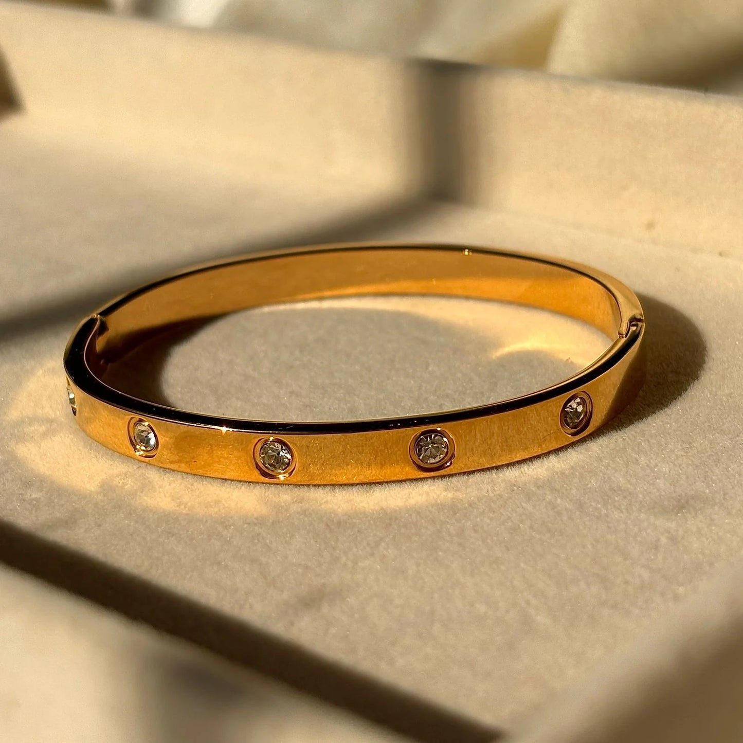 Gold Plated Round Zircon Bangle Bracelet