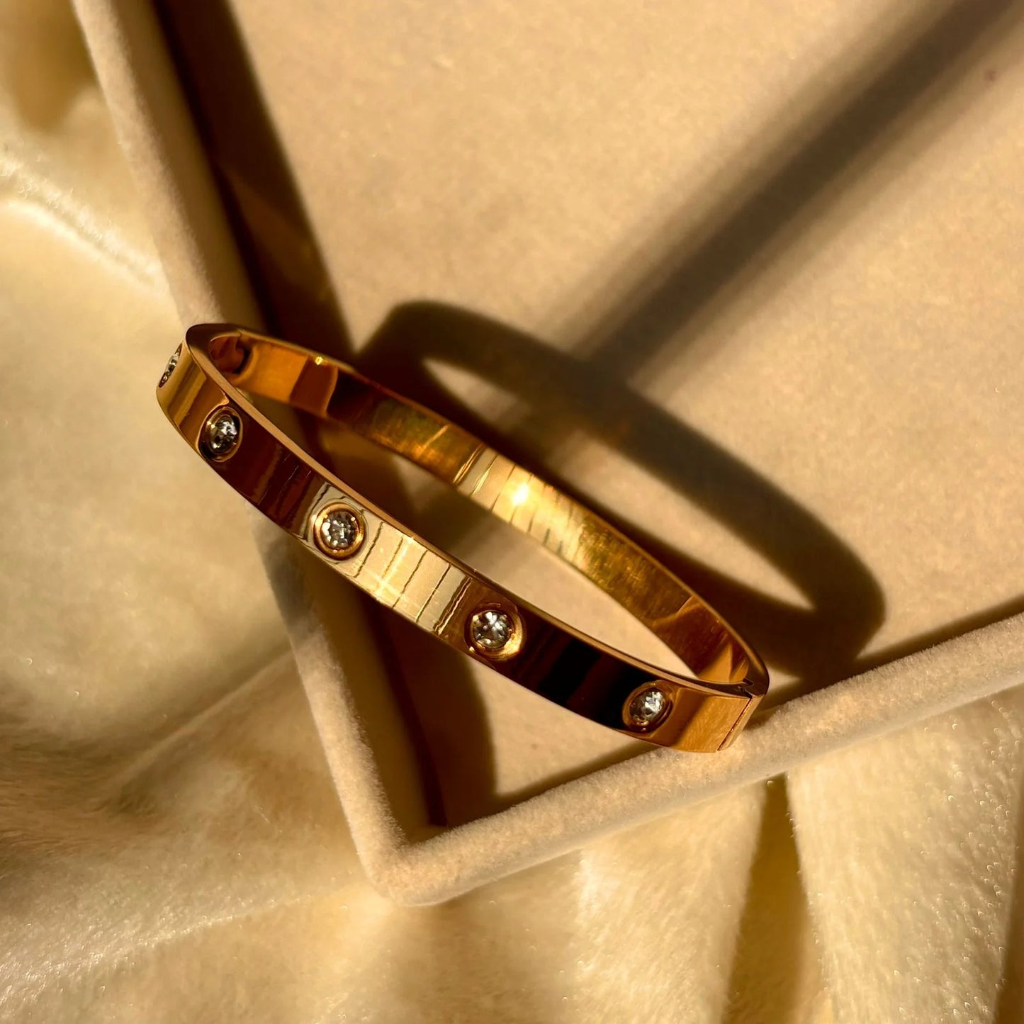 Gold Plated Round Zircon Bangle Bracelet