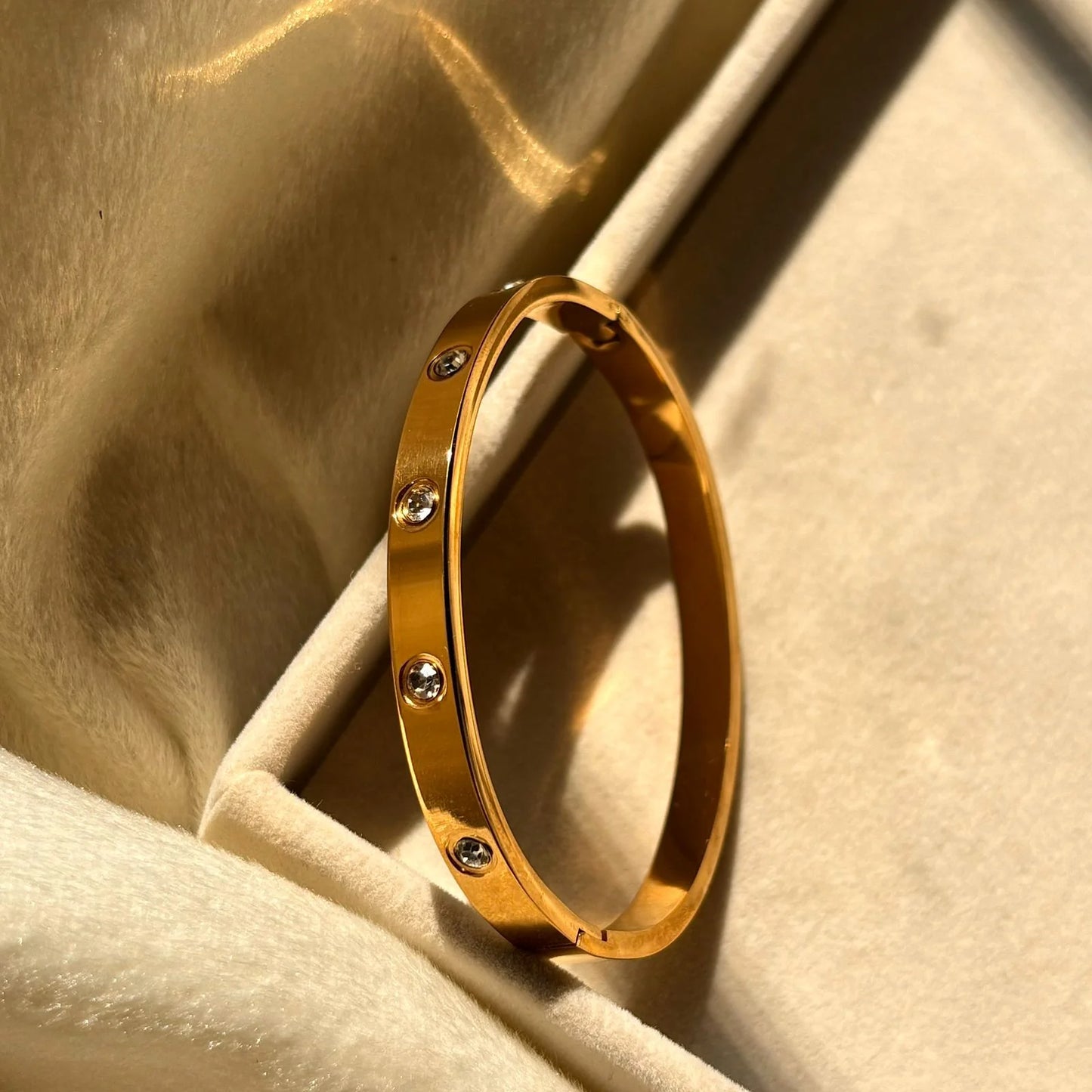 Gold Plated Round Zircon Bangle Bracelet