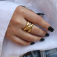 Bold Designer Adjustable Rings for Women – Set of Statement Gold-Tone Fashion Rings