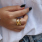Bold Designer Adjustable Rings for Women – Set of Statement Gold-Tone Fashion Rings