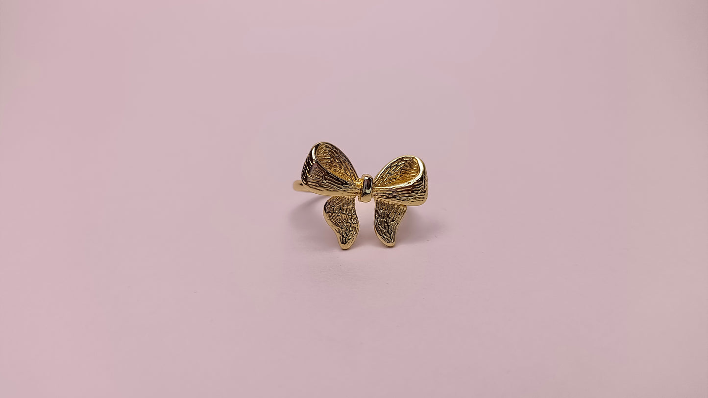 Gold-Plated Anti-Tarnish Bow Ring – Elegant Ribbon Design