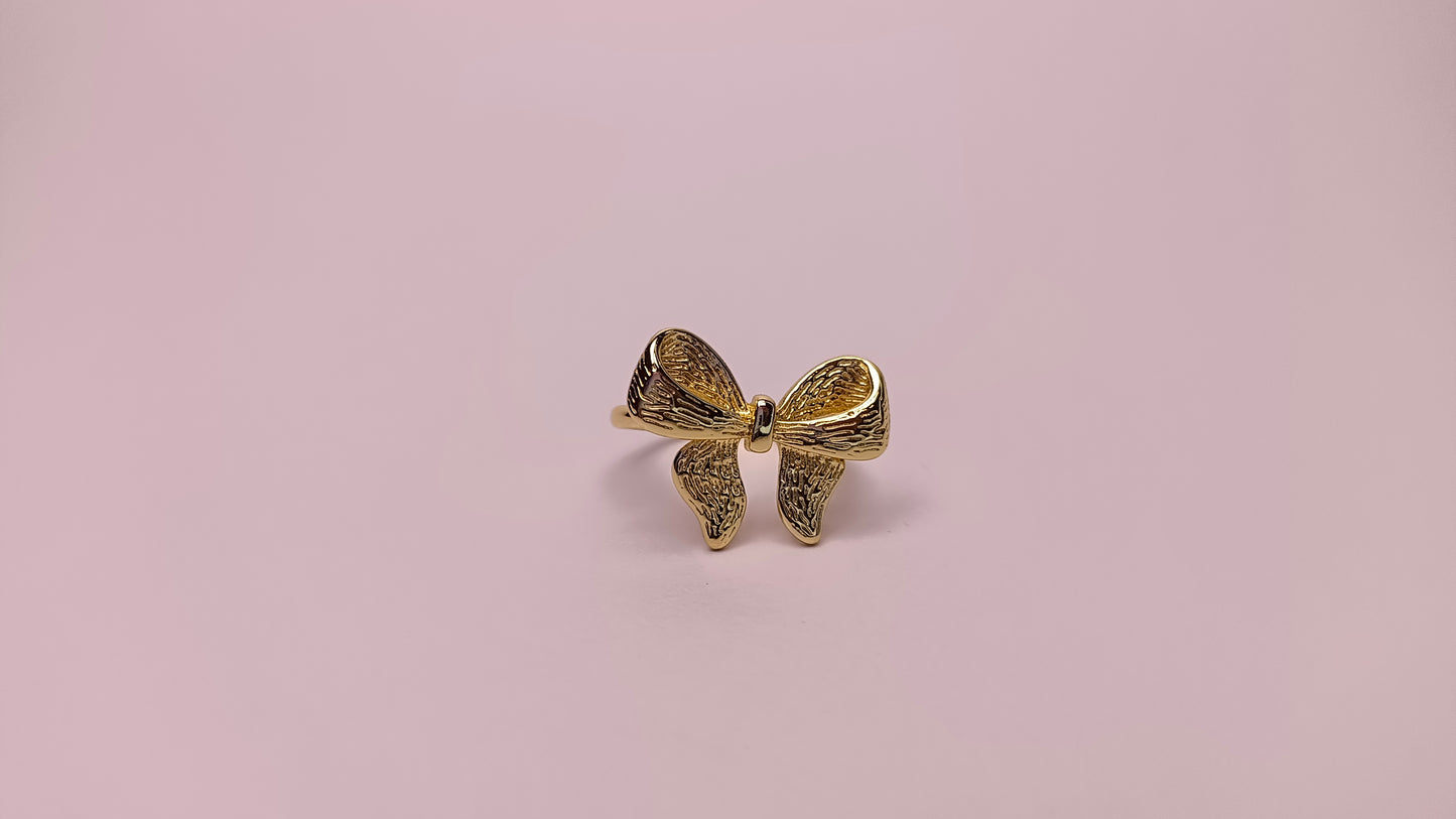 Gold-Plated Anti-Tarnish Bow Ring – Elegant Ribbon Design