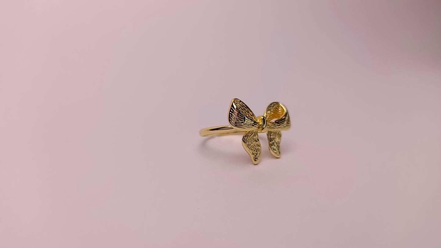 Gold-Plated Anti-Tarnish Bow Ring – Elegant Ribbon Design