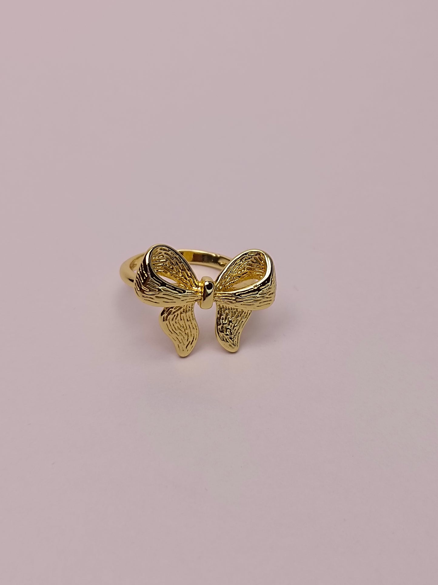 Gold-Plated Anti-Tarnish Bow Ring – Elegant Ribbon Design